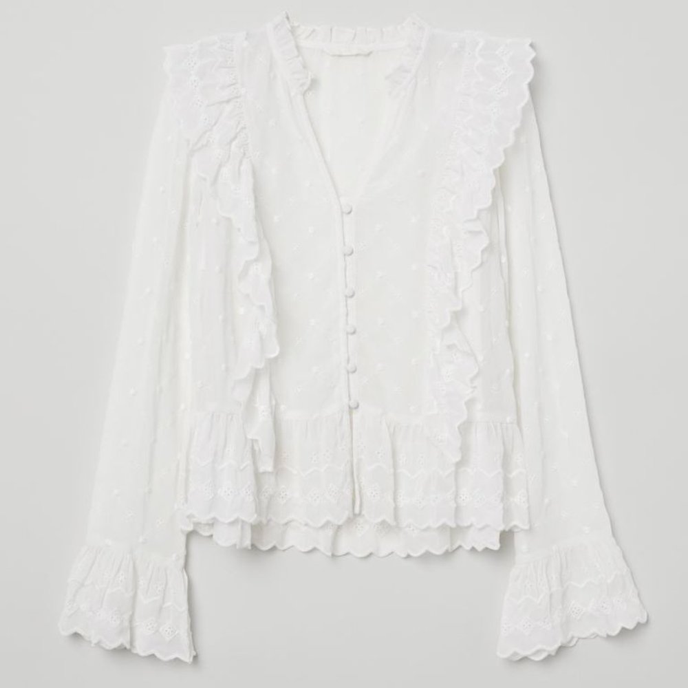H&M Sheer White Blouse